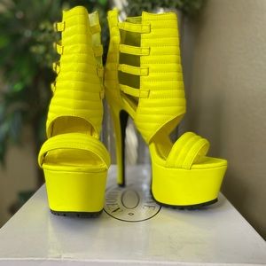 Bright yellow Steve Madden high heel platform